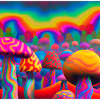 Rainbow mushroom forest