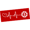 Poker chip pulse heart love