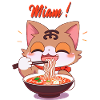 Katt äter söt ramen bedårande kawaii animerad