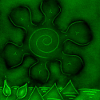 SUN ON GREEN PYRAMIDS