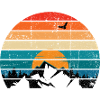 Retro Sunset Peak Silhouette