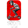 Stunt Scooter Affe macht Tricks