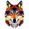 Wolf Gesicht Geometrisch Abstrakt Bunt