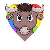 Gay Rainbow Heart Animal Taureau