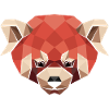 Red stained glass panda