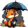 cute fox with umbrella