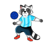 Comic raccoon plays football