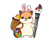 Cute hamster paints Easter eggs