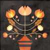 scandi retro flowers dark