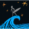 Surfer bei Sternehimmel