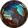 Stained glass wolf