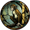 Monkey stained glass