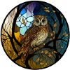 Owl stained glass