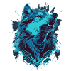 Bemalter meerblauer Wolf