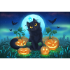 Meowy Halloween ! Chat noir Citrouilles - Poster
