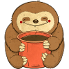 sloth with coffee