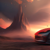 Car in front of mountain