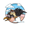 Hedgehog flies on crow