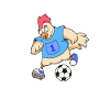 Comic chicken plays football