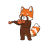 Comic red panda plays violin