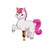 Einhorn mit Beinprothese