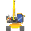 Yellow excavator from the front