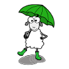 Sheep with rubber boots