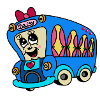 Bunter Bus mit Surfboards