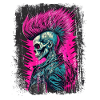 Synthwave Zombie Skull