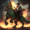 Cowboy riding T Rex