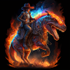 Cowboy riding cyber dinosaur