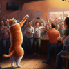 Orange cat dancing