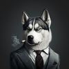 husky en costume