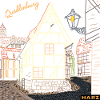 Quedlinburg line drawing, Harz, Germany