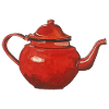 red teapot coffee pot enamelled