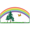 RAINBOW rainbow with meadow and butterfly