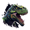 Grimmiger T-Rex mit Kontur