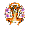 Yoga Tiger loves flowers
