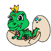 Drache mit Krone aus dem Ei