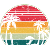Retro Sunset Palm Circle