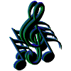 clef notes blue green