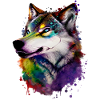 Testa di lupo nei colori dell'arcobaleno