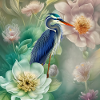 The elegant crane with flowers