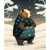 snow covered bear in ukiyo-e