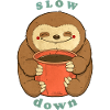 sloth with coffee slow down