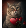 Saint-Valentin Cat Heart Rose