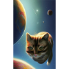 Süße Katze im Weltall