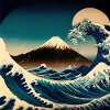 Mount Fuji Shining Hokusai Style