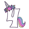 4º cumpleaños niña de 4 años Pequeño Unicornio