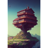 fantasy house on mountain clif